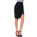 Kate Kasin Women's High Waist High Stretchy Irregular Hem Hips-Wrapped Short Black Skirt KK000287-1